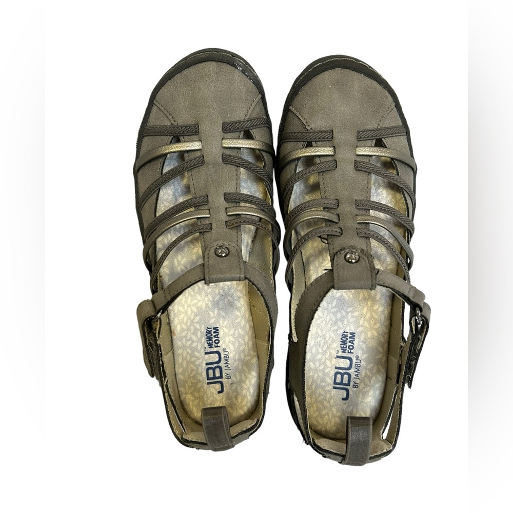 JBU by Jambu Women Peace Mary Jane Sandals Size 6 Gray Silver faux Leather